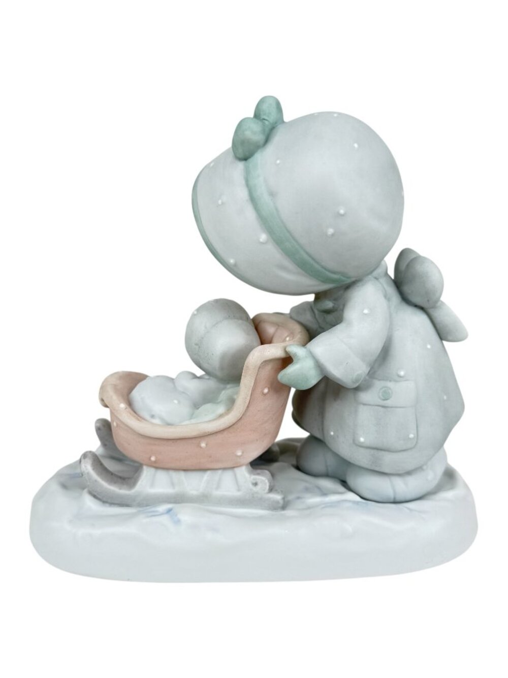 Precious Moments January Figurine Girl With Baby Sled 1987 Enesco New With Box - Picture 6 of 12